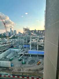 View from room, can’t really hear the building noise but just the beeping of vehicles moving early in morning at 6-30am. Nothing the hotel can do about it though.