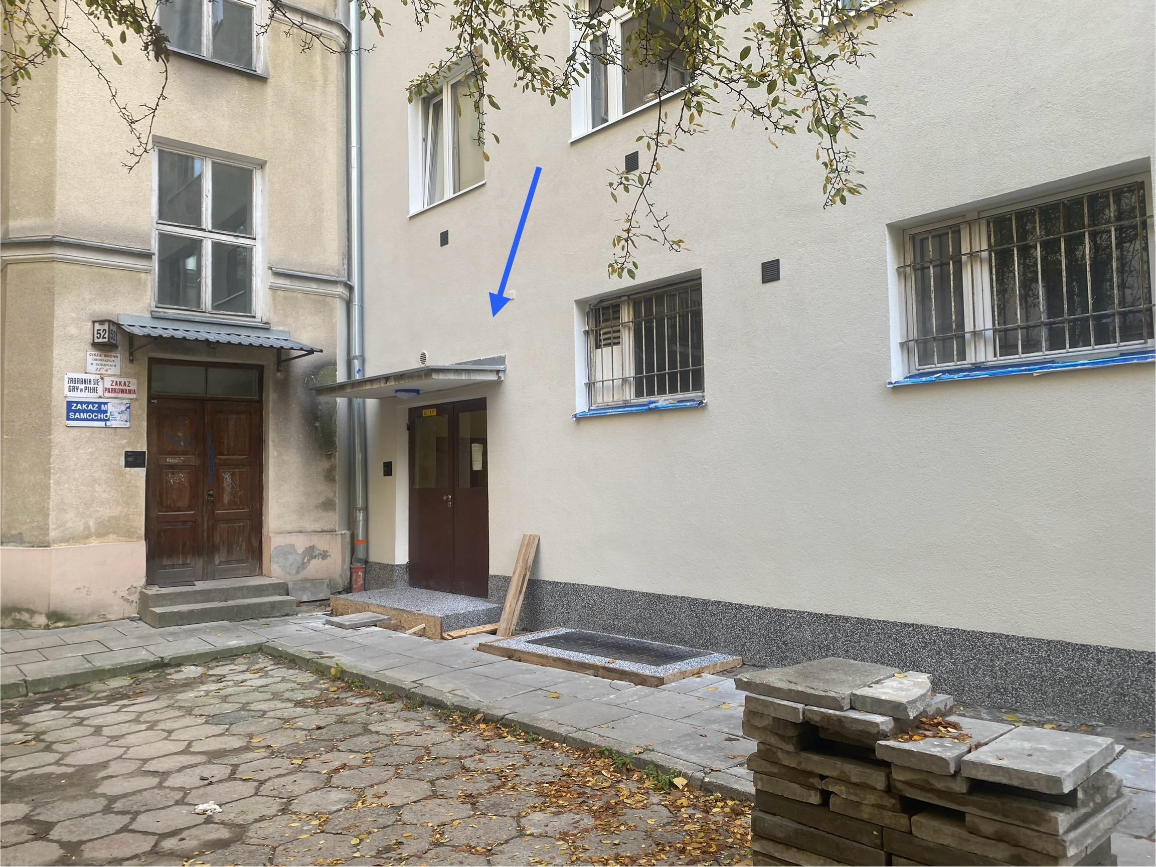 Entry door has a keypad - same code as the gate.