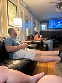 Relaxing after a day of riding