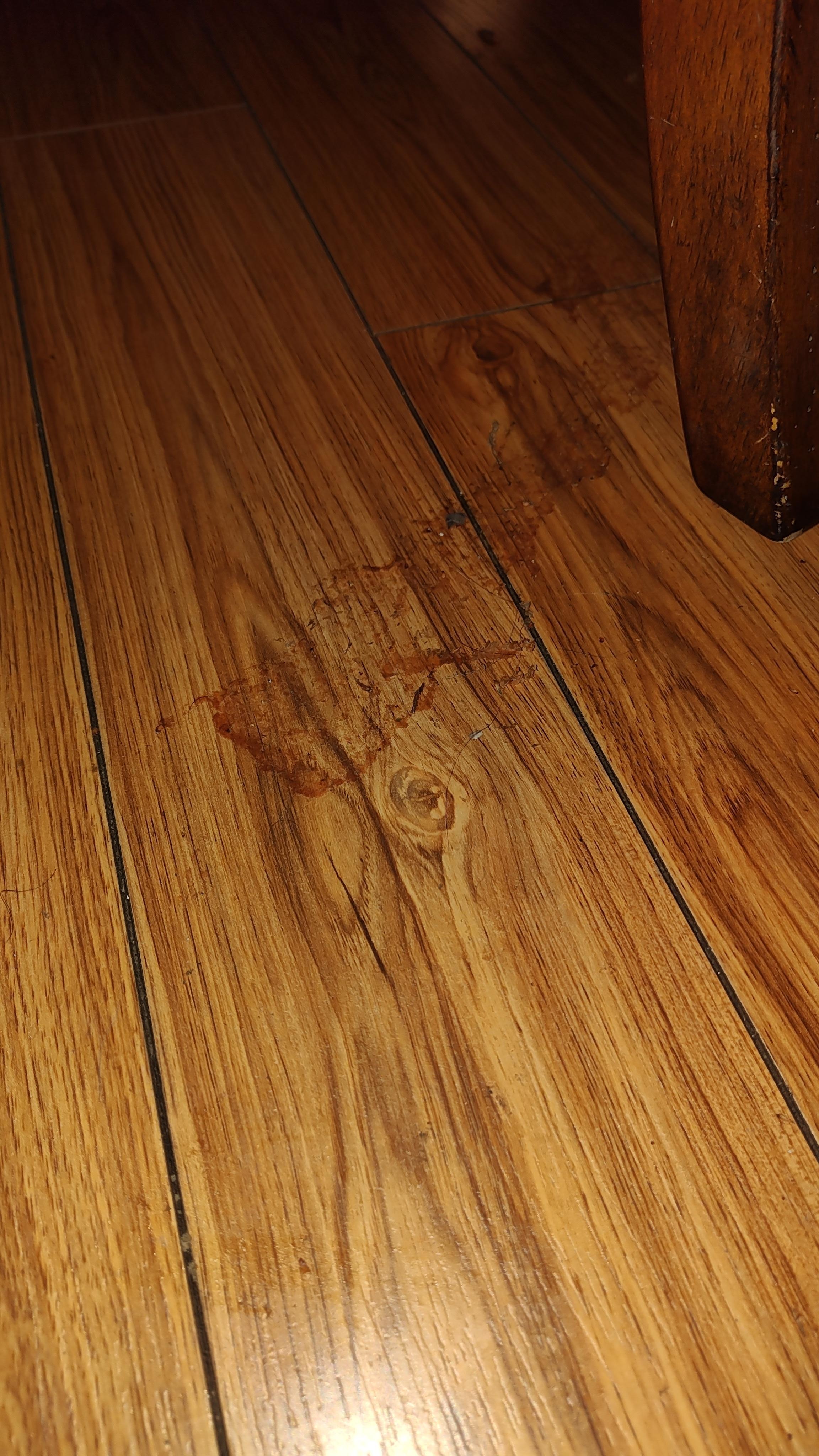 Spills on floor uncleaned