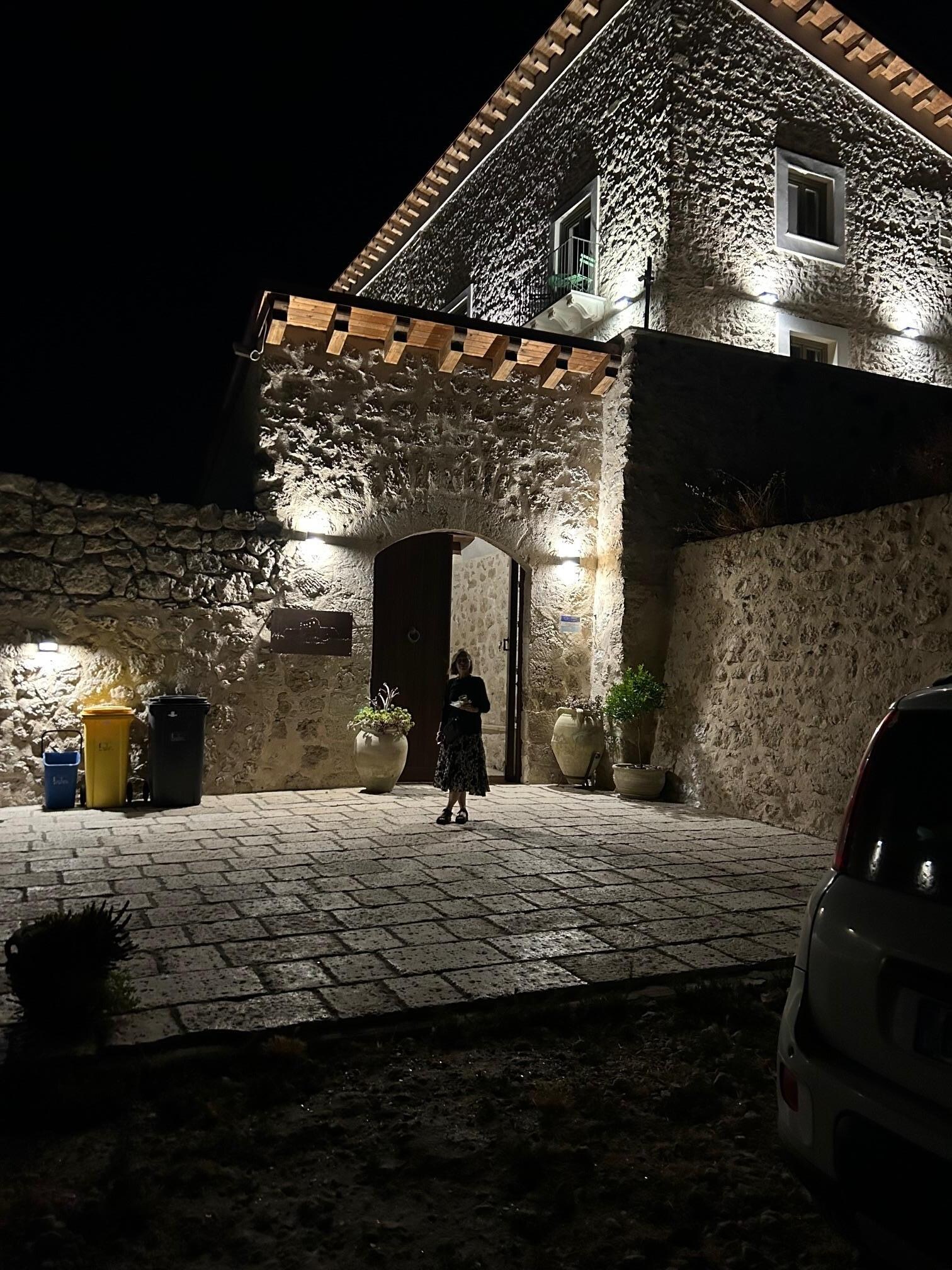 Night time view from parking area 