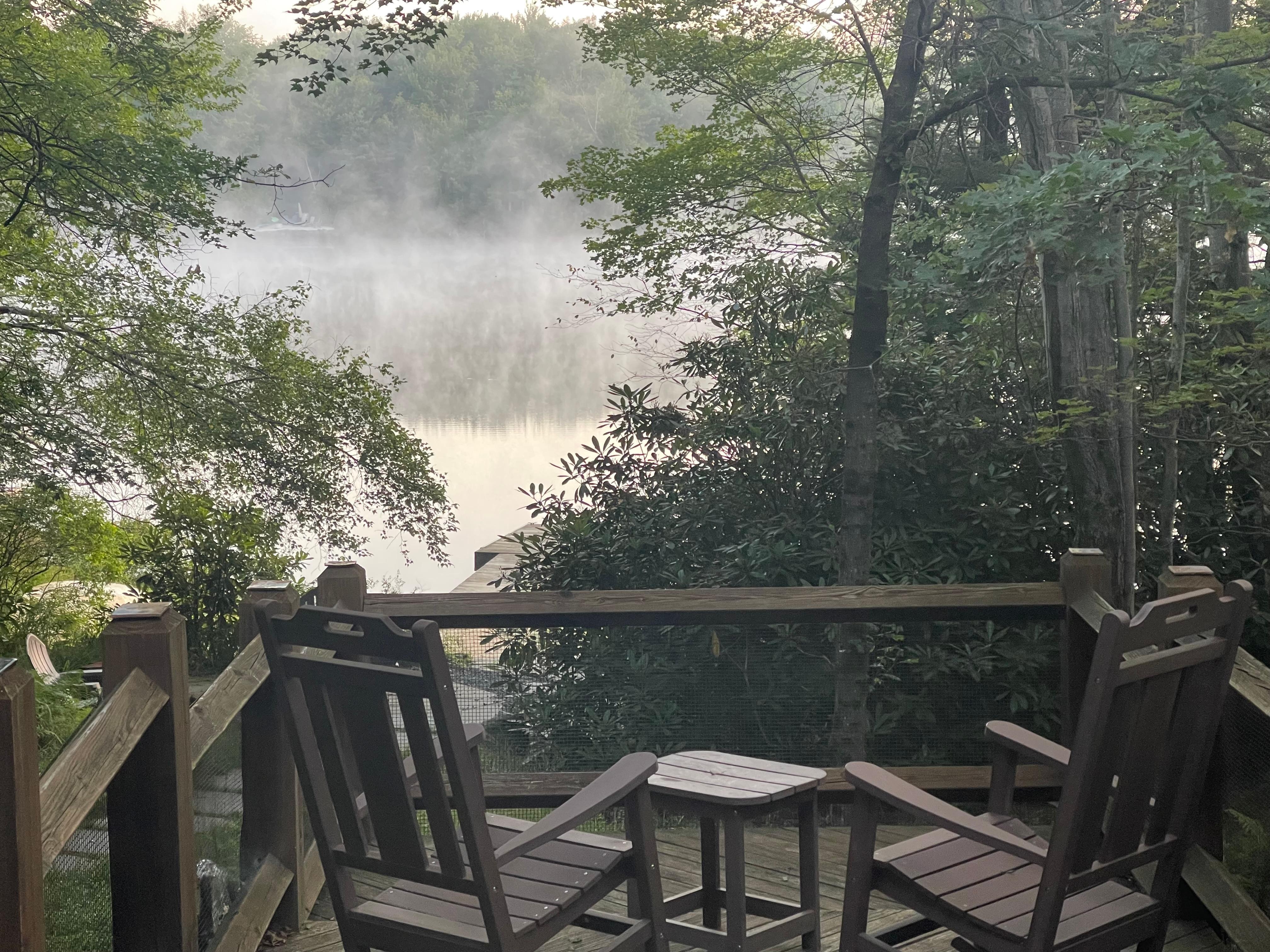 Our misty morning coffee spot!