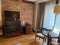 Very roomy and beautiful room with a fireplace