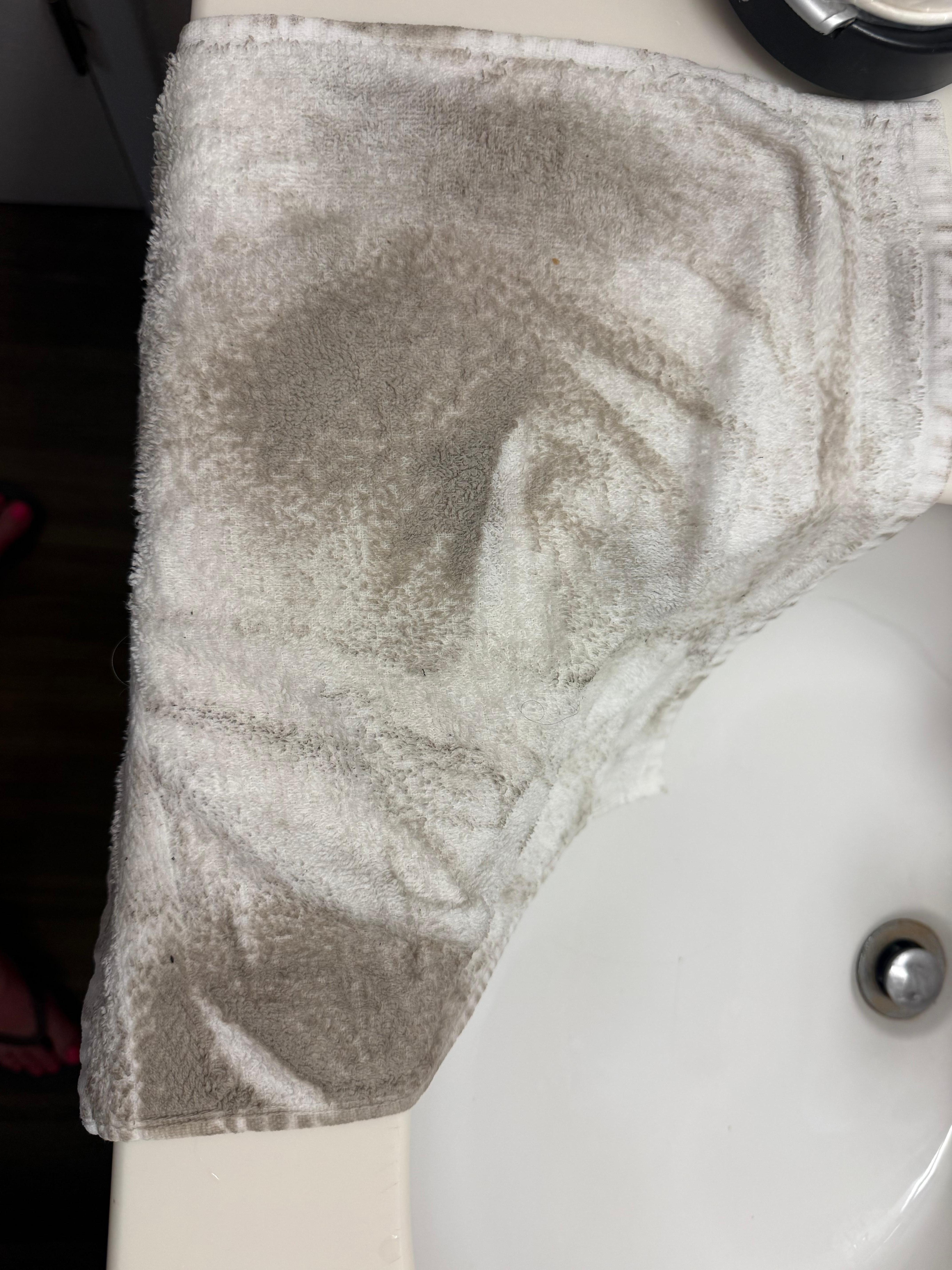 The washcloth after wiping the floor after noticing my kids’ feet were constantly turning black. 