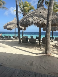 The man made beach is beautiful