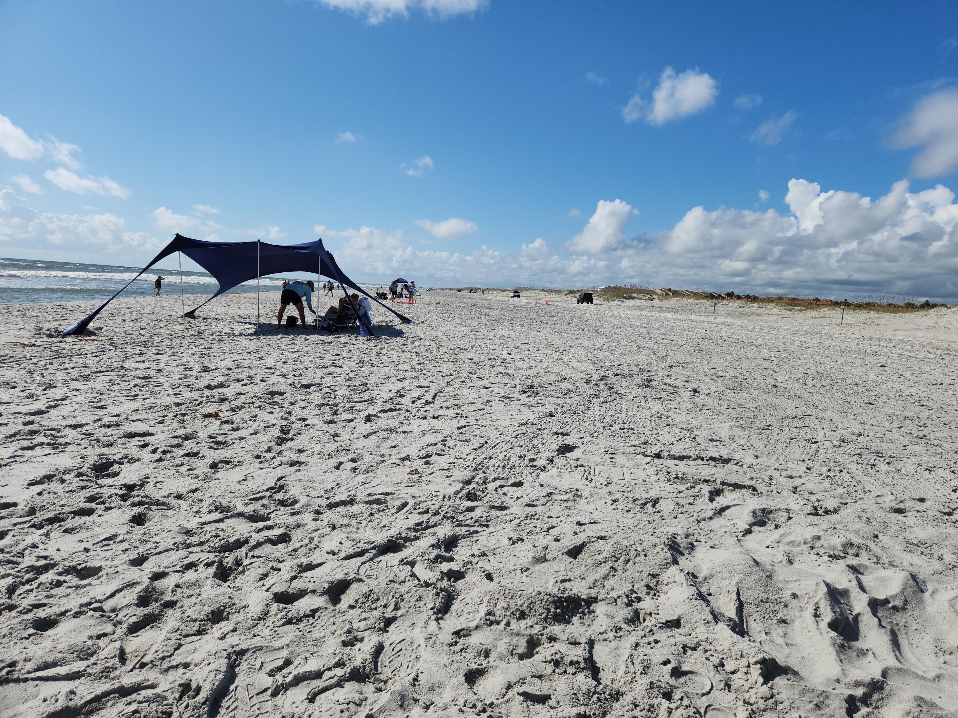 The wide, empty beach.