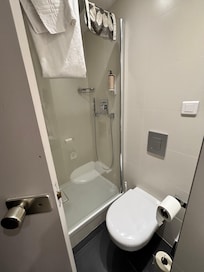 Cramped slippy bathroom