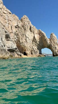 Up close view of the arches from the whale watching boat tour