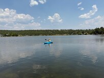 Fun and relaxing kayaking on Pagosa Lake.