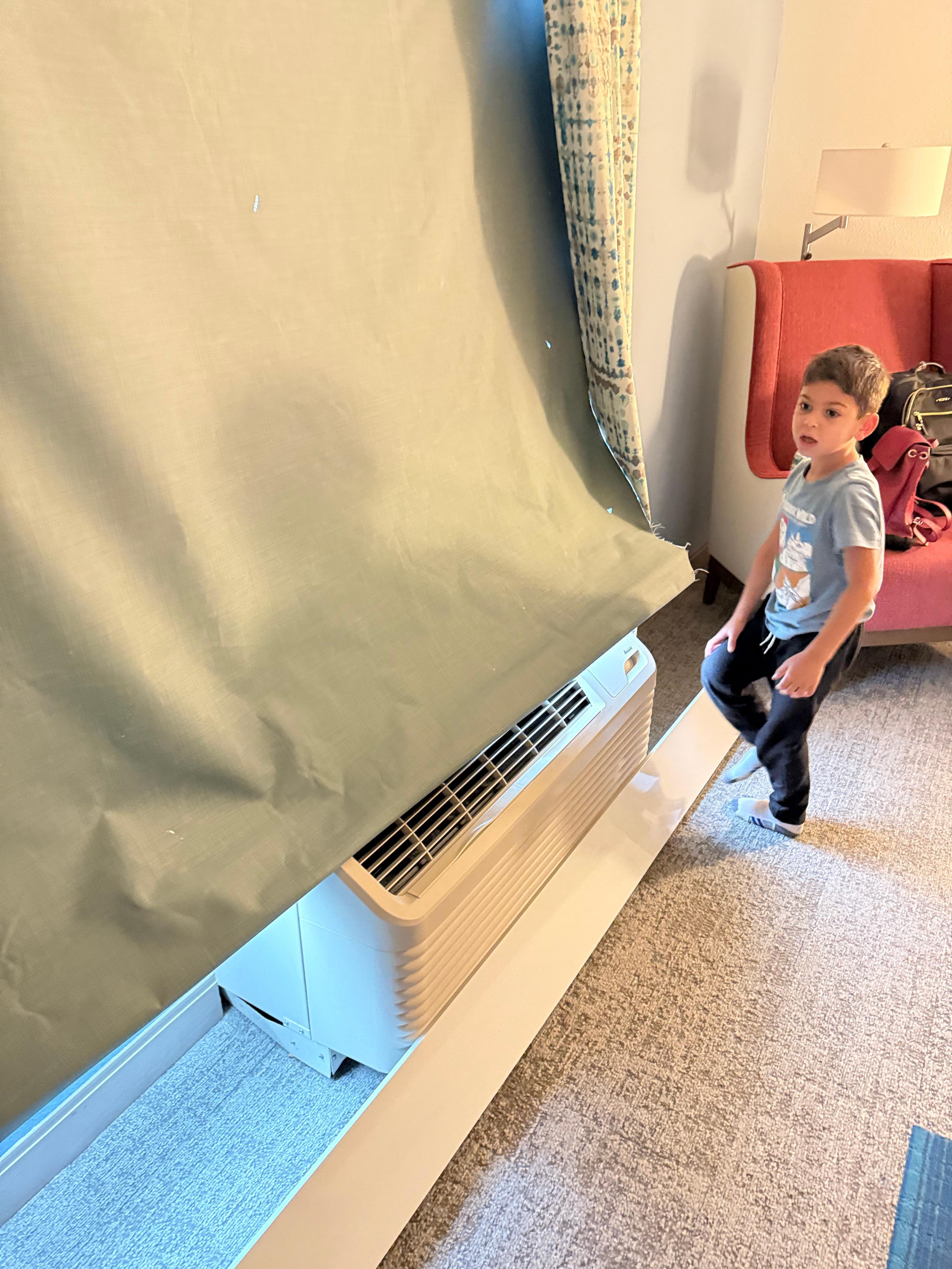 Curtain and piece of metal that fell in my grandson