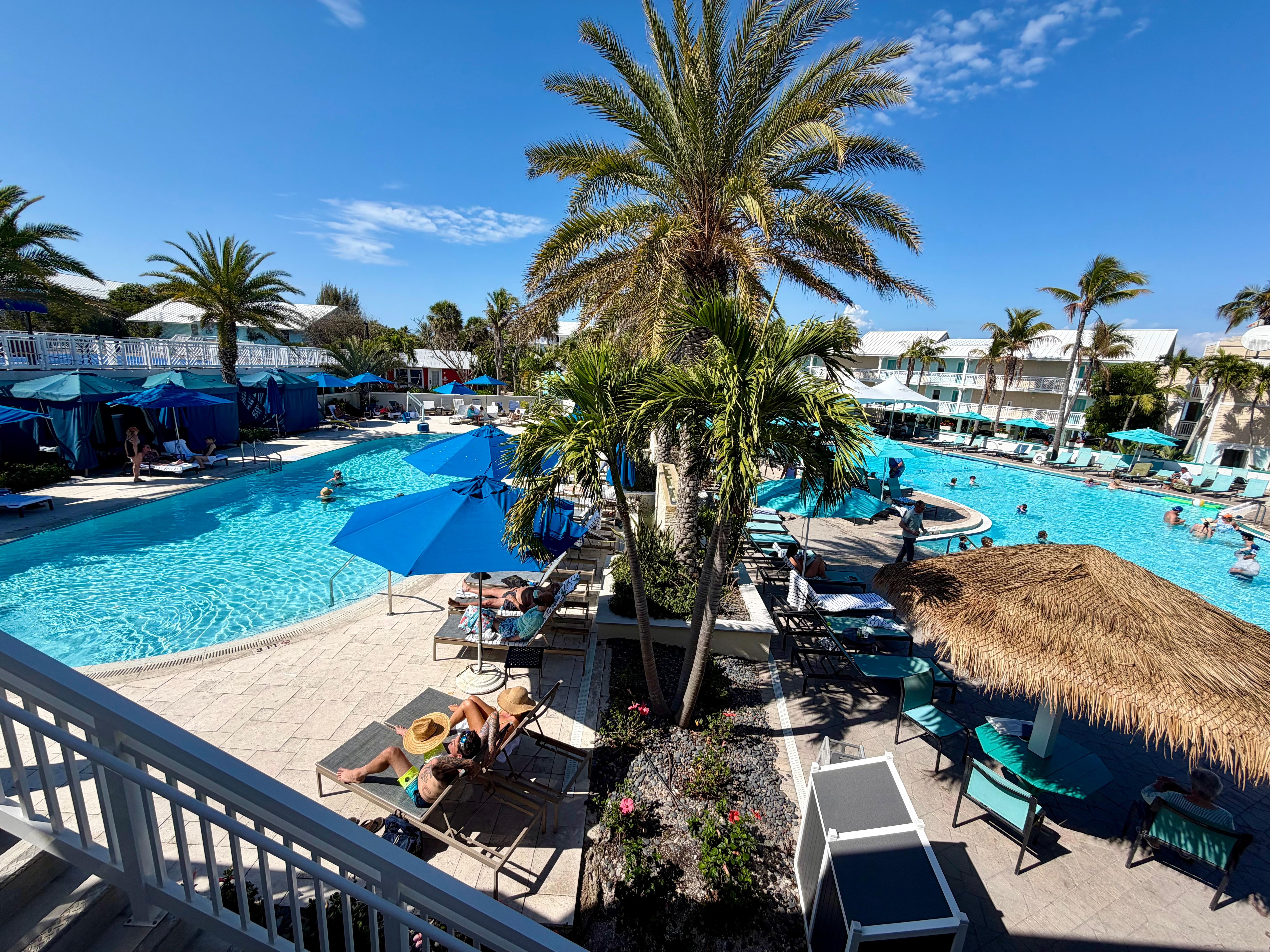 View of both pools from the spa 