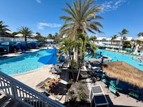 View of both pools from the spa