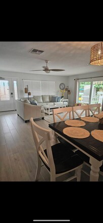 Living room and dining room