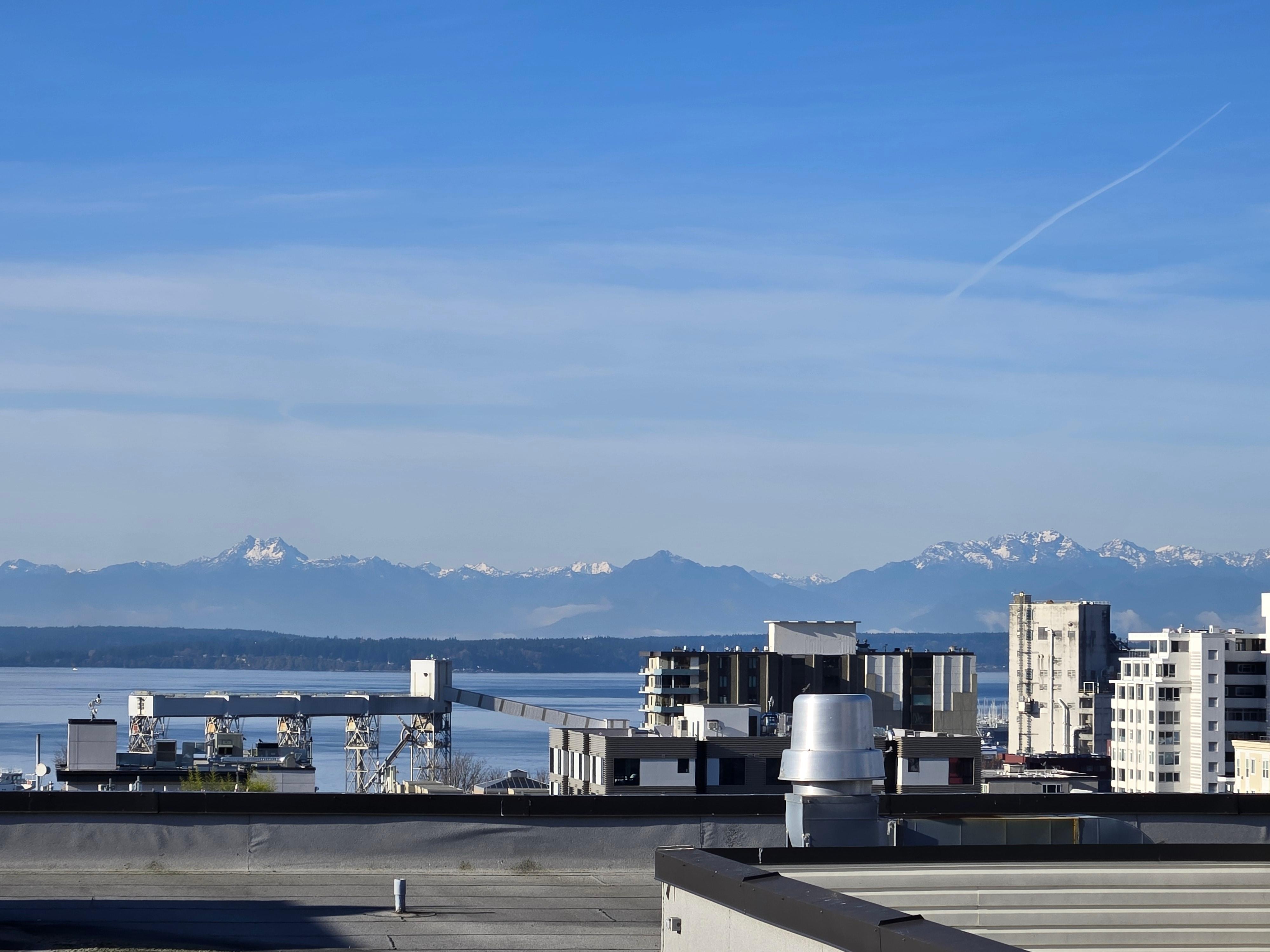 Western view to Olympics from roof.