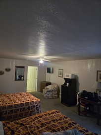 Only has a tiny TV over by the bathroom