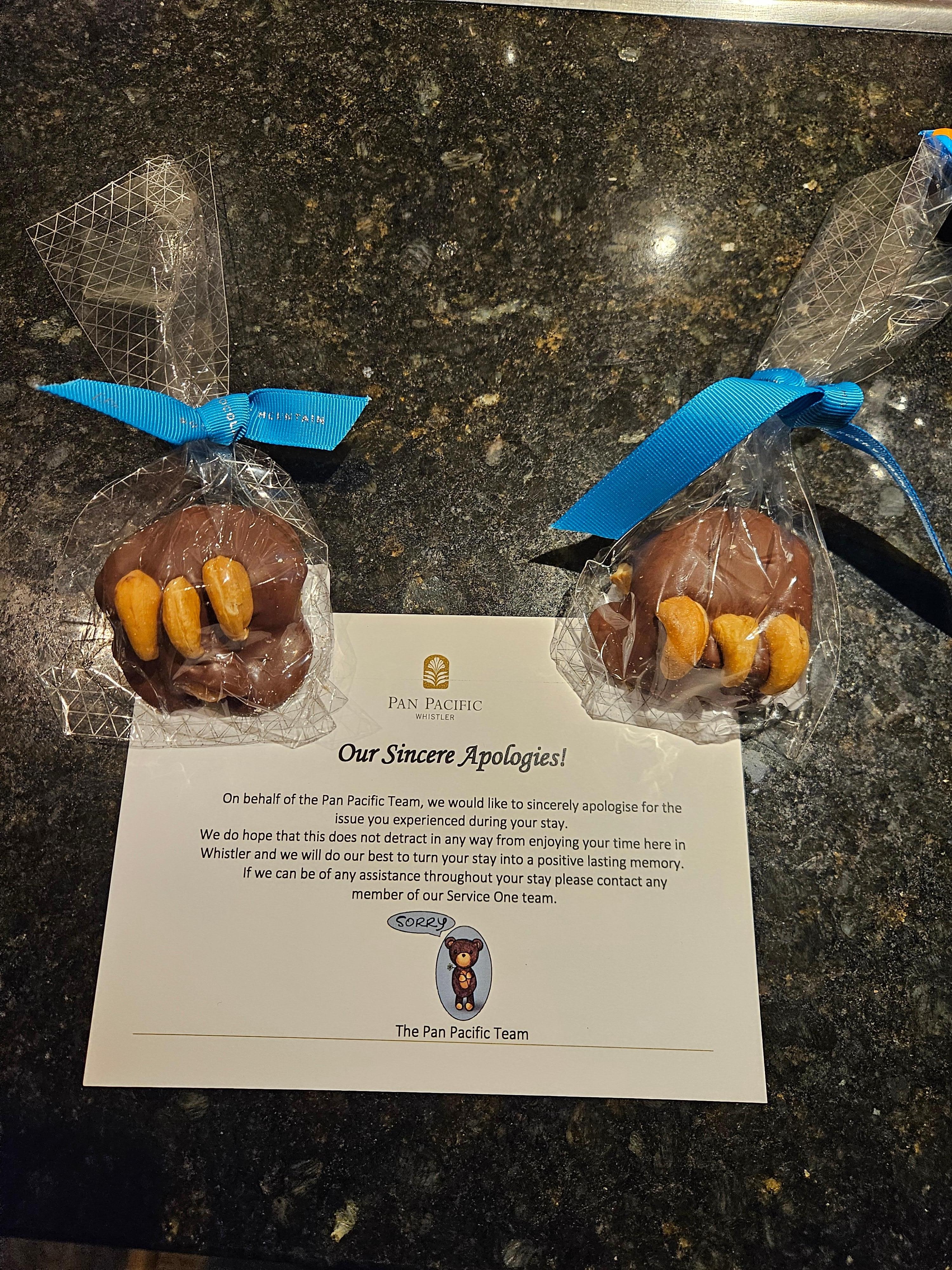 Our apology chocolates when the power went out