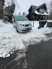 My van parked almost on the street as it was too icy to park up close to the house.