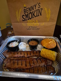 This is the brisket special to go. It was fantastic! And either your card is very reasonably priced.