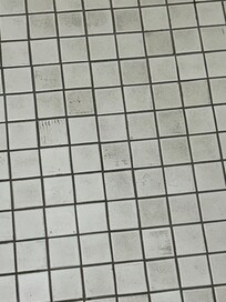 Footprints all over tiles.