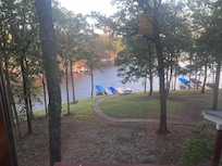 Beautiful dock with a lot of equipment to use on the lake, which was still very warm in October