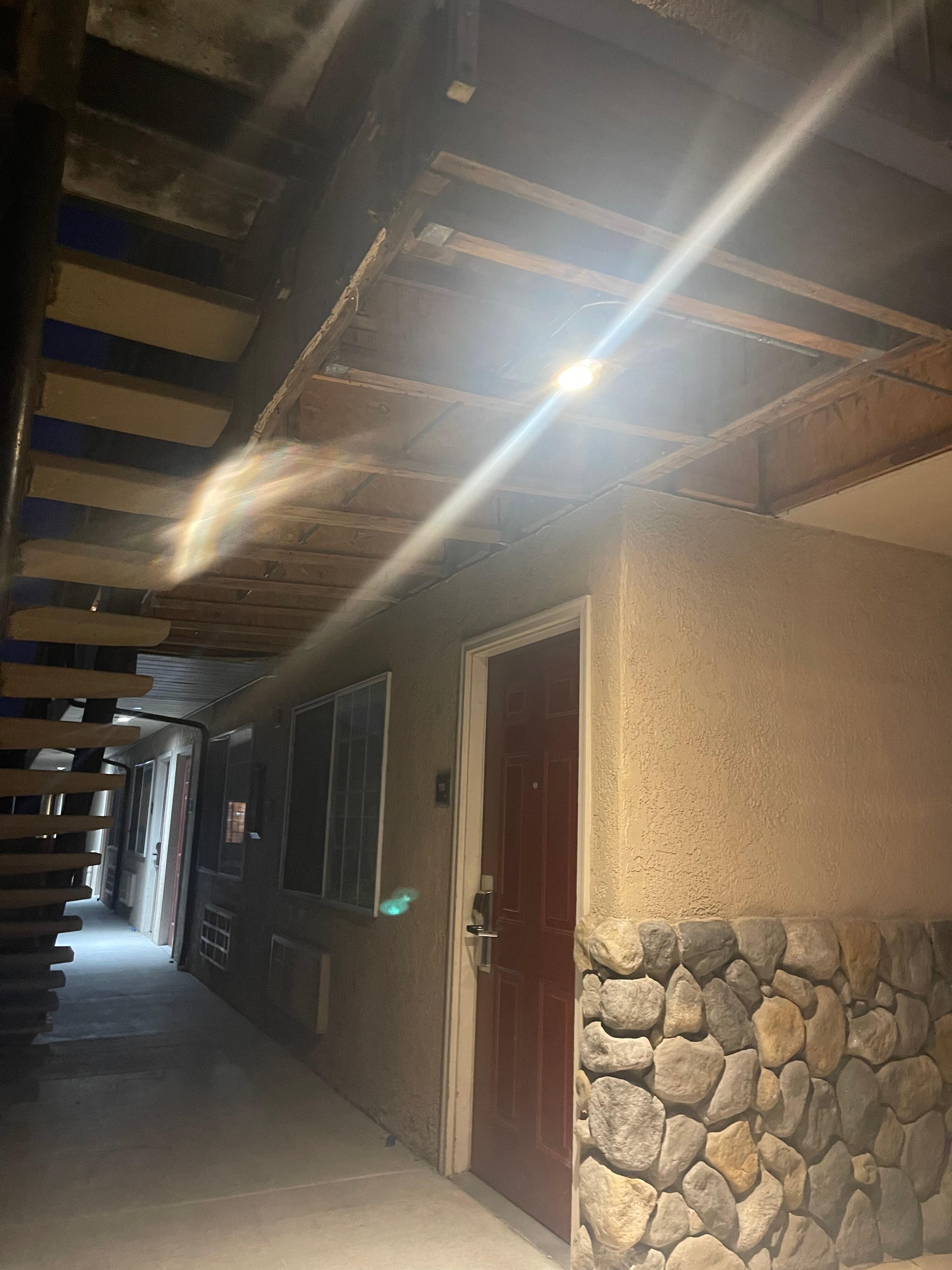 Open ceiling exposed wiring