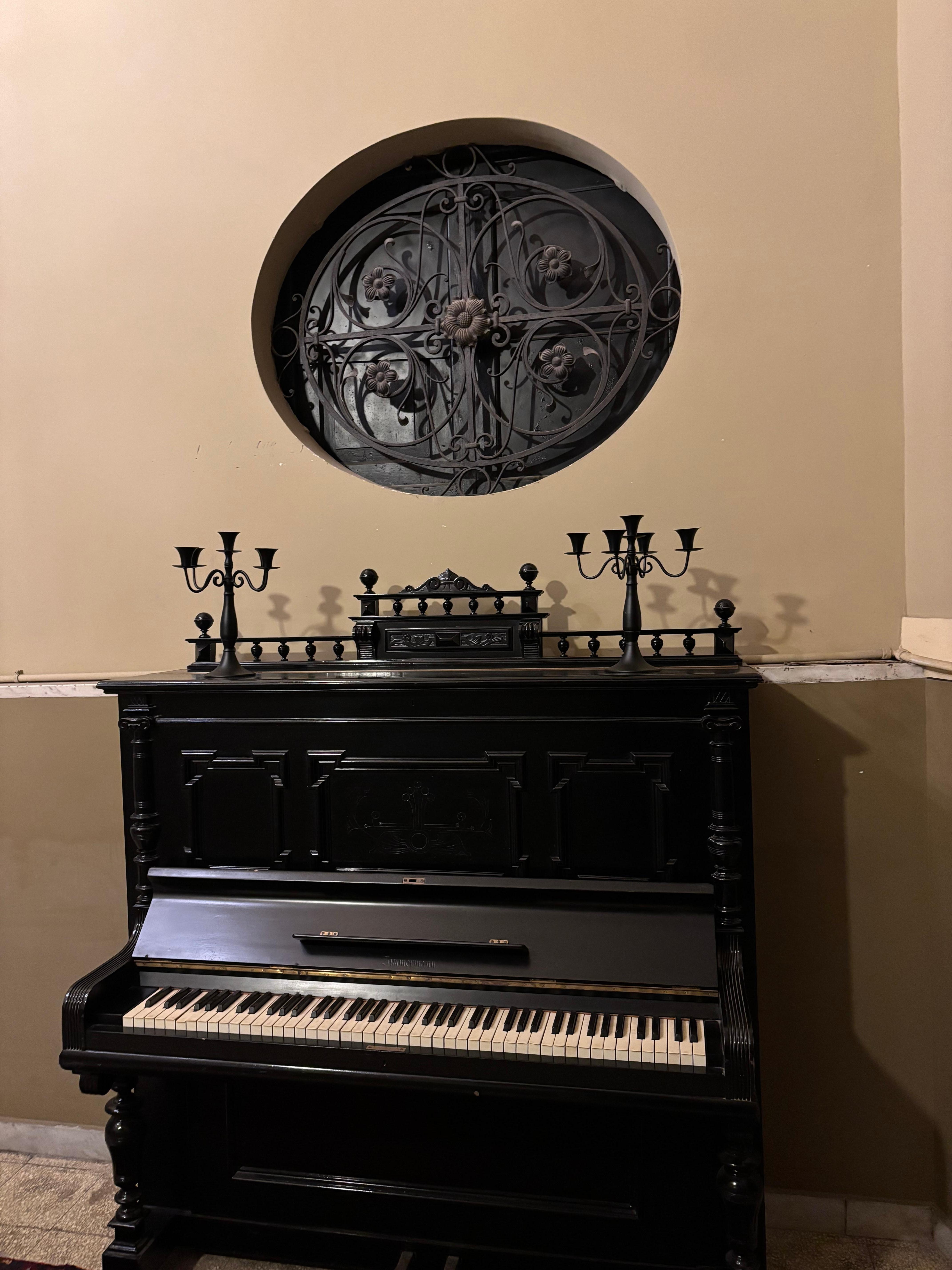 Entering the building 