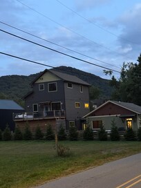 View of the back of the unit (on the left) walking back from town.
