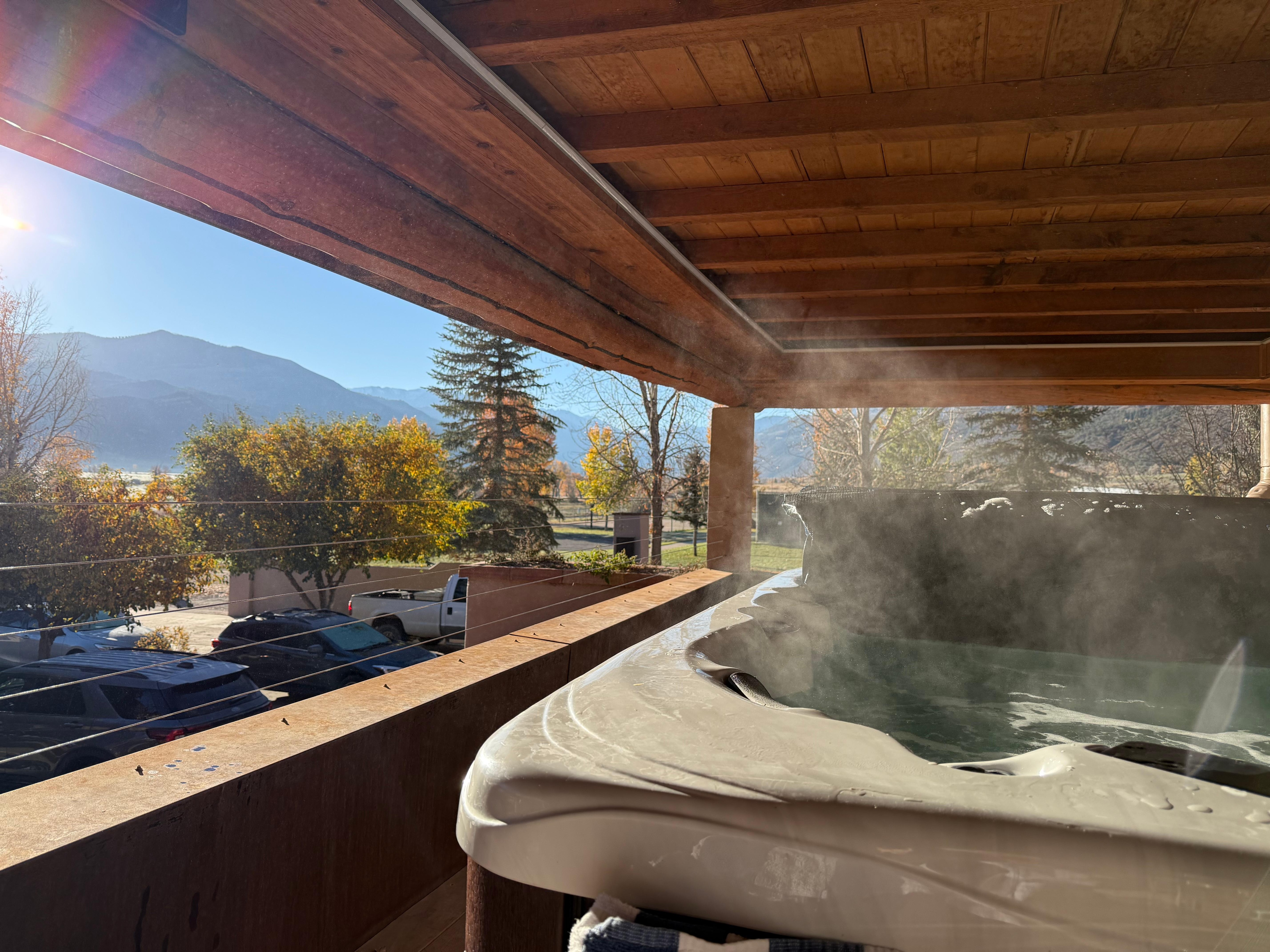 The hot tub in the early morning light