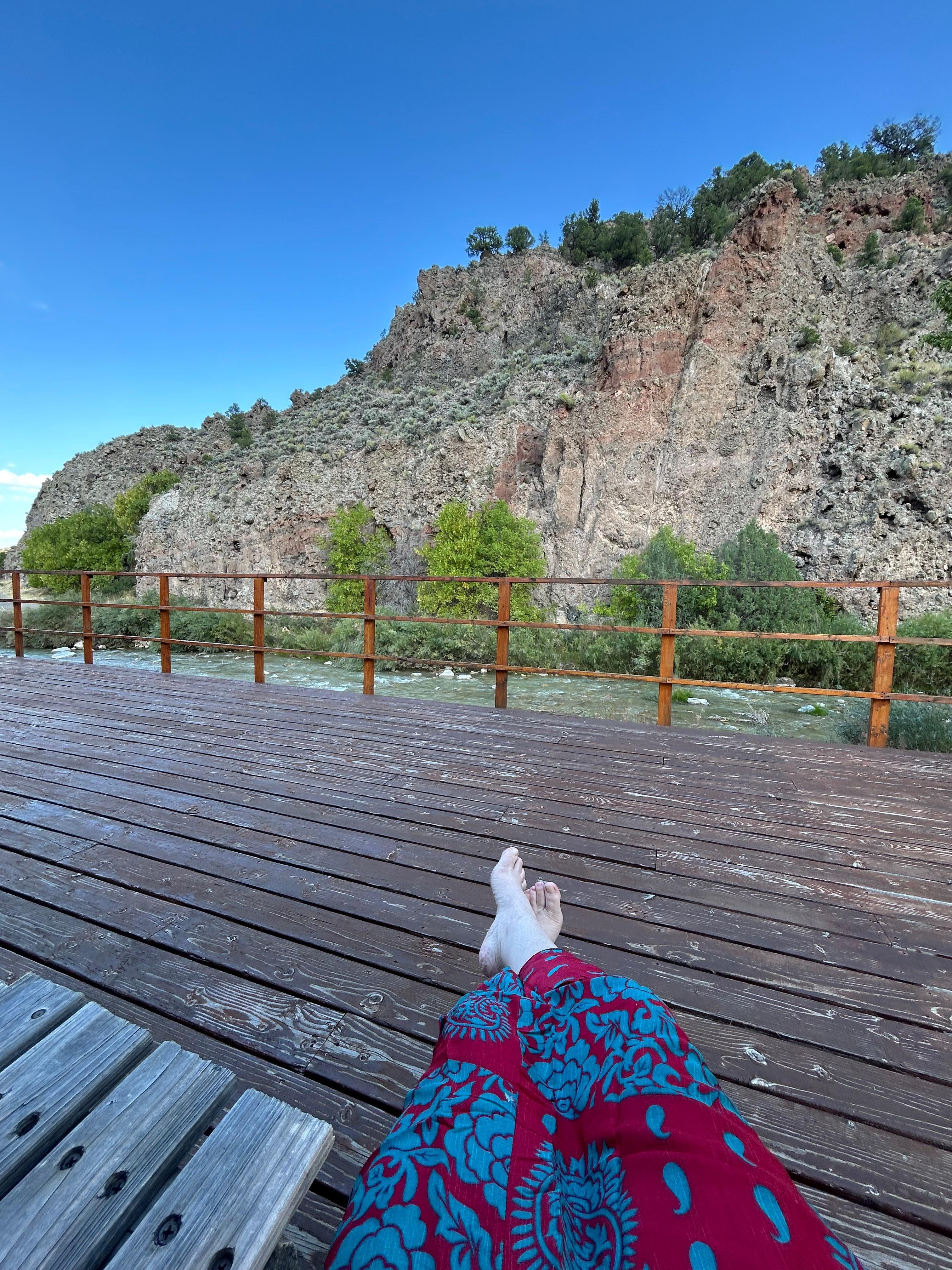 Sitting on the double swing listening to the creek is super relaxing! There is a hammock too :)