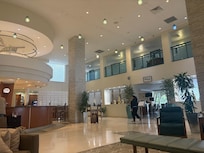 Inside the large lobby area