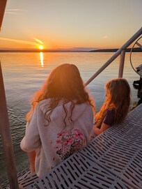 Stair access to swimming and sunsets.