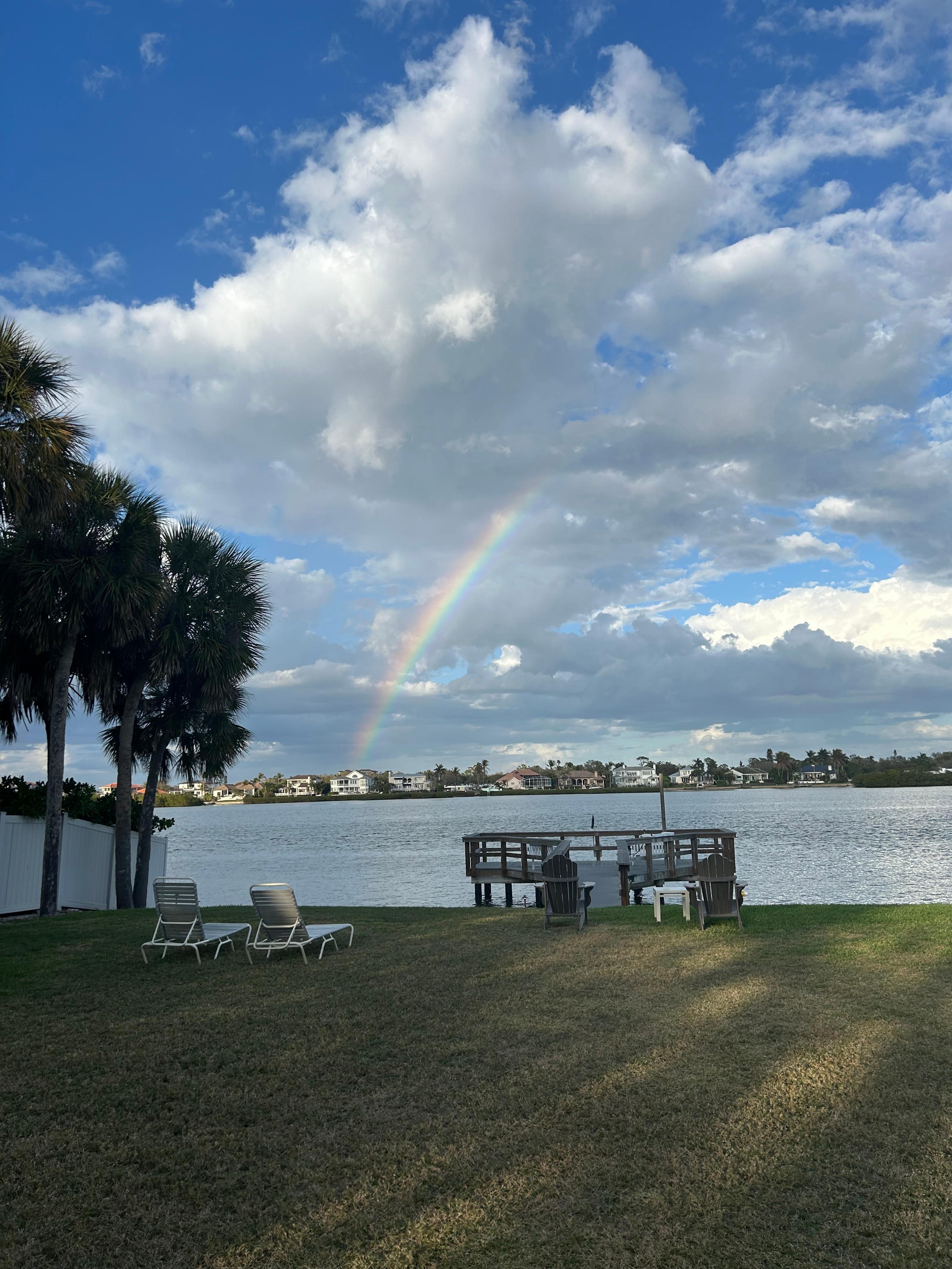 Check out the from pool with a rainbow. Inter coastal waterway view. 