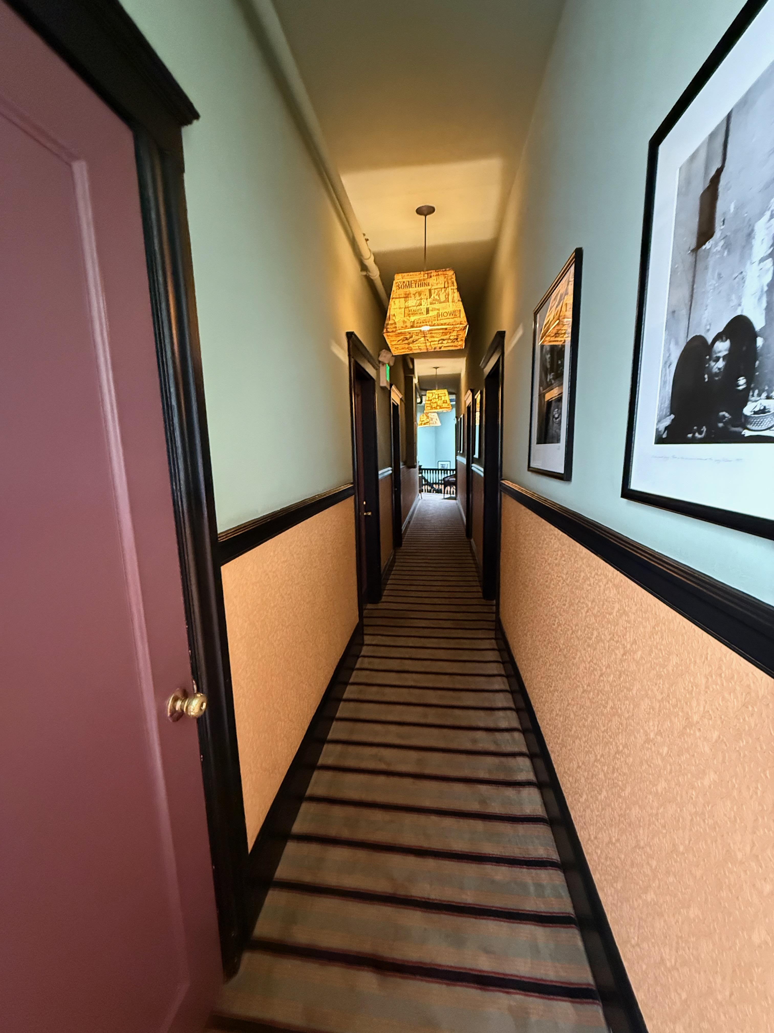 Colorful hotel with great photos on the walls!
