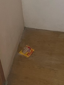 The trash from the previous guests found in the closet