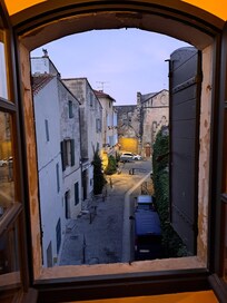 View of the street from apartment window.