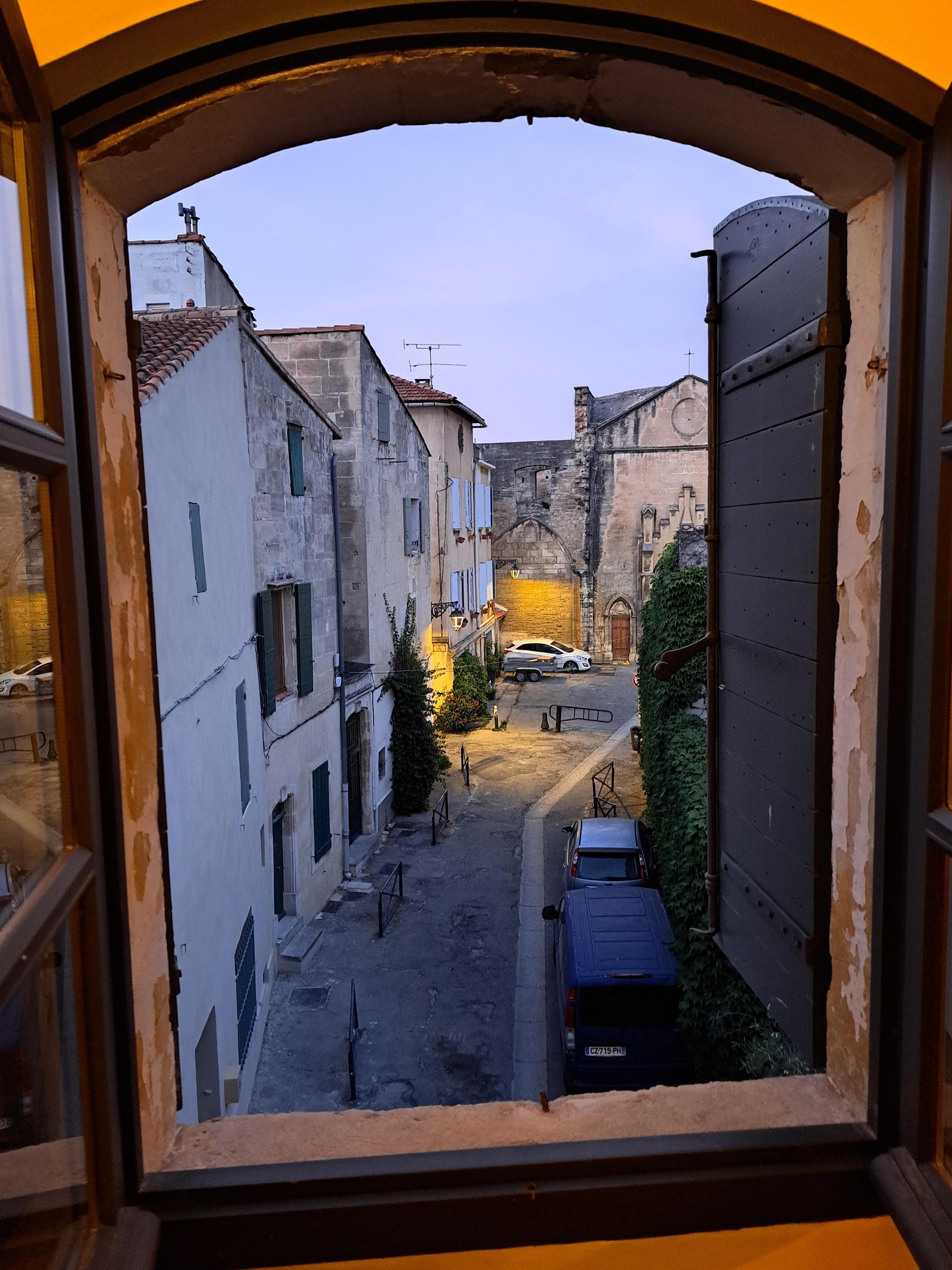 View of the street from apartment window.
