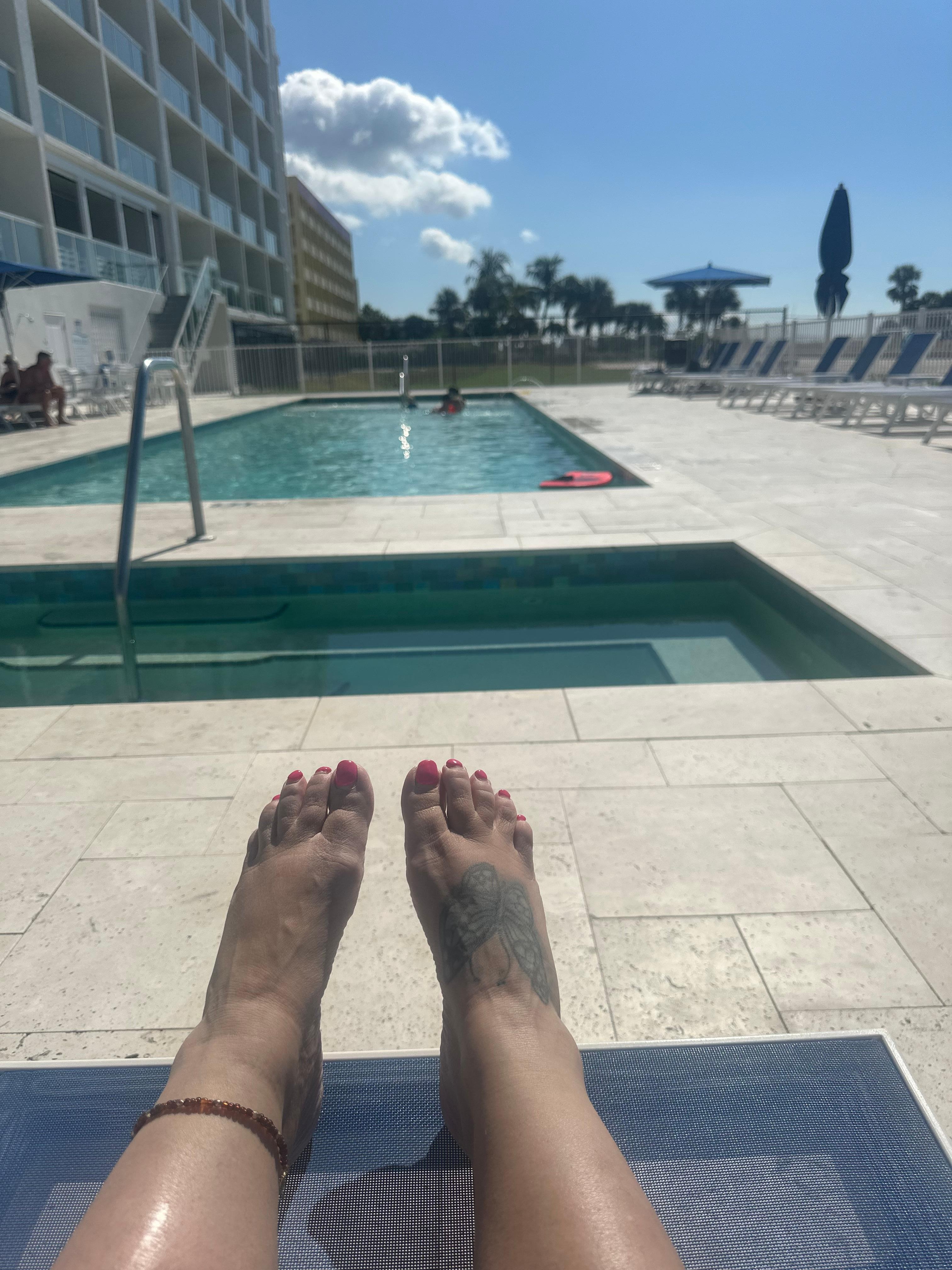 relaxing by the pool