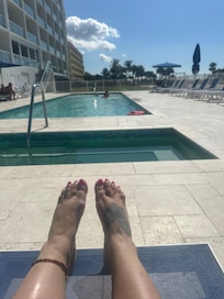 relaxing by the pool