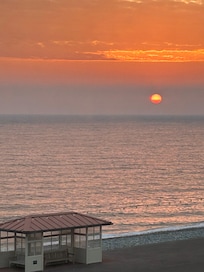 Watching the sunrise from the Marine Hotel, Llandudno