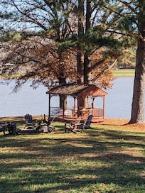 The gazebo and fire pit
