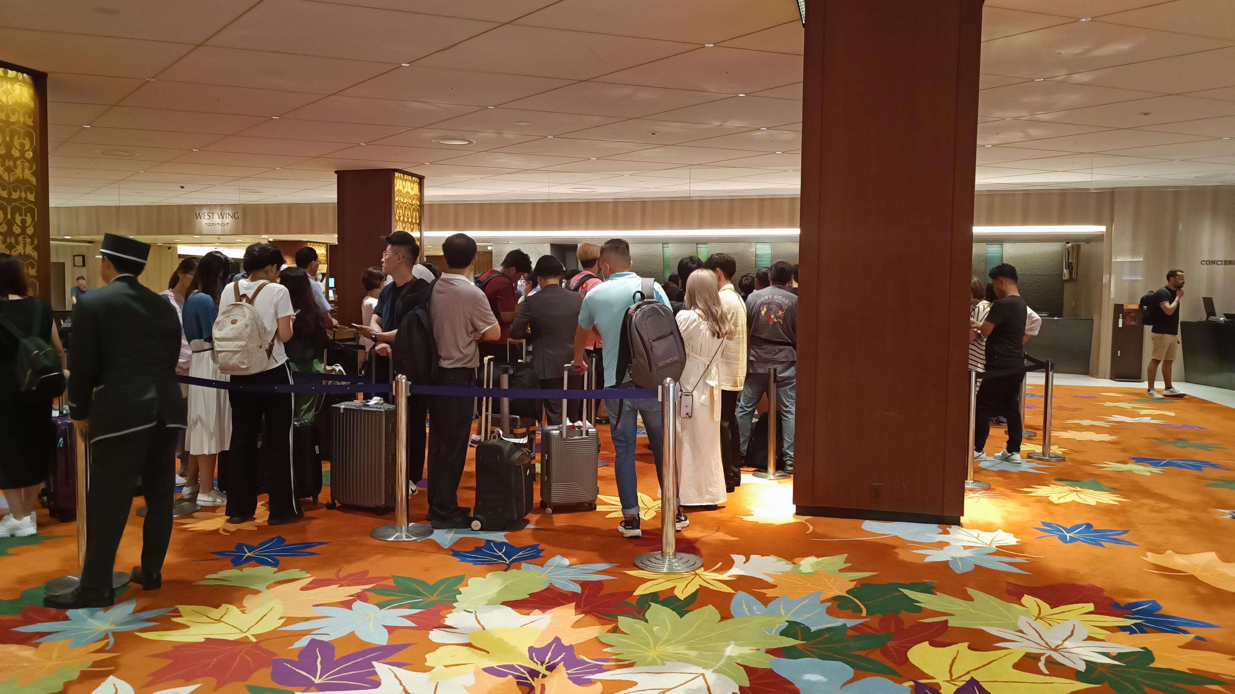 Long queue at check-in