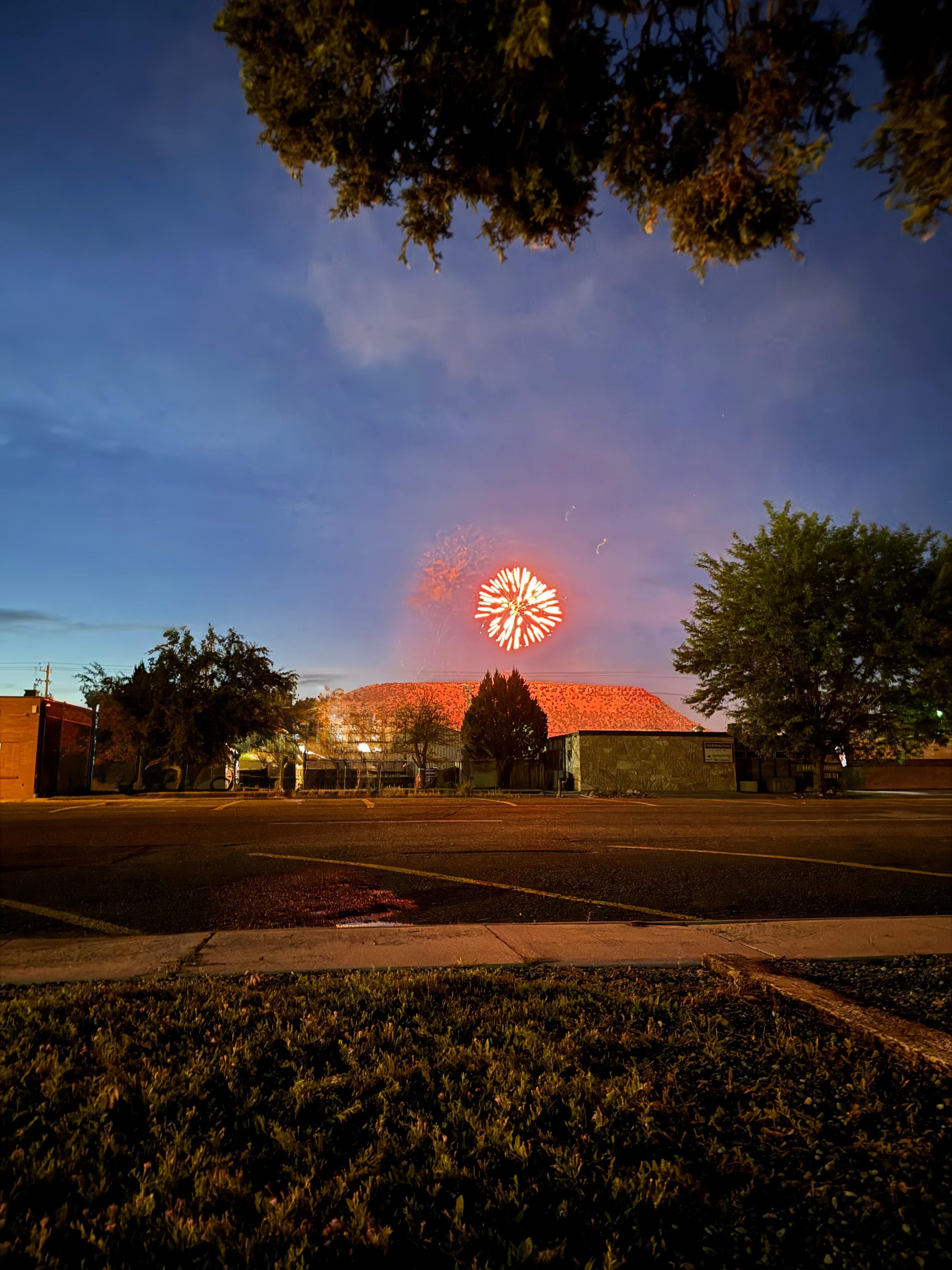 Fireworks view from the front yard..