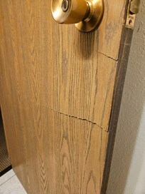 Busted up bathroom door
