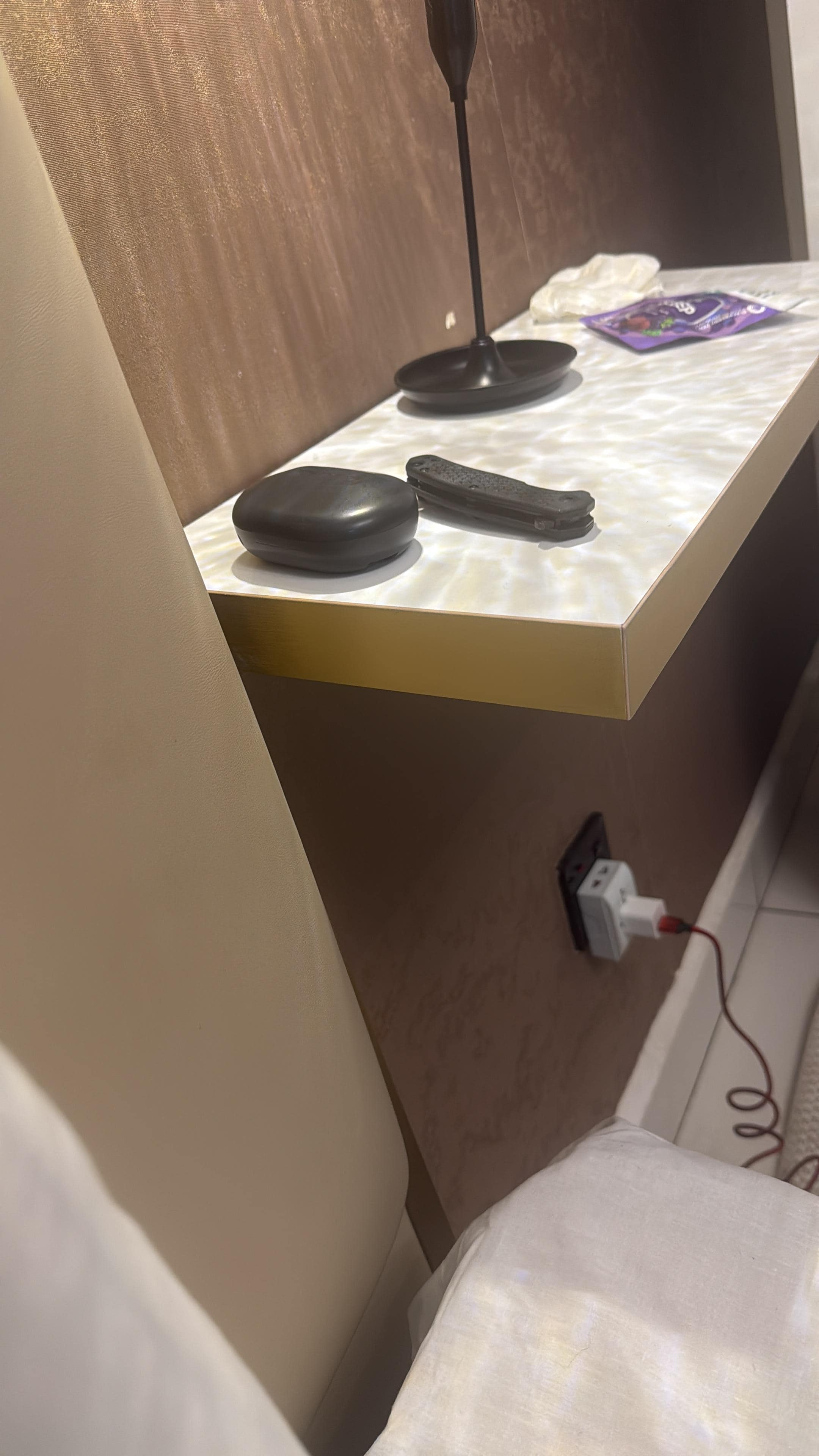 All shelves poorly mounted as well as shower head