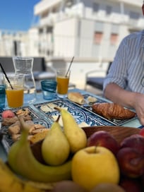 Breakfast at second floor terrasse