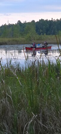 Our adult son and his girlfriend canoeing.