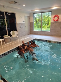 Enjoying the pool with family