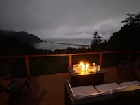 Night time view with fire table
