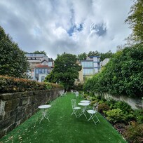 Looking back the apartment from the garden