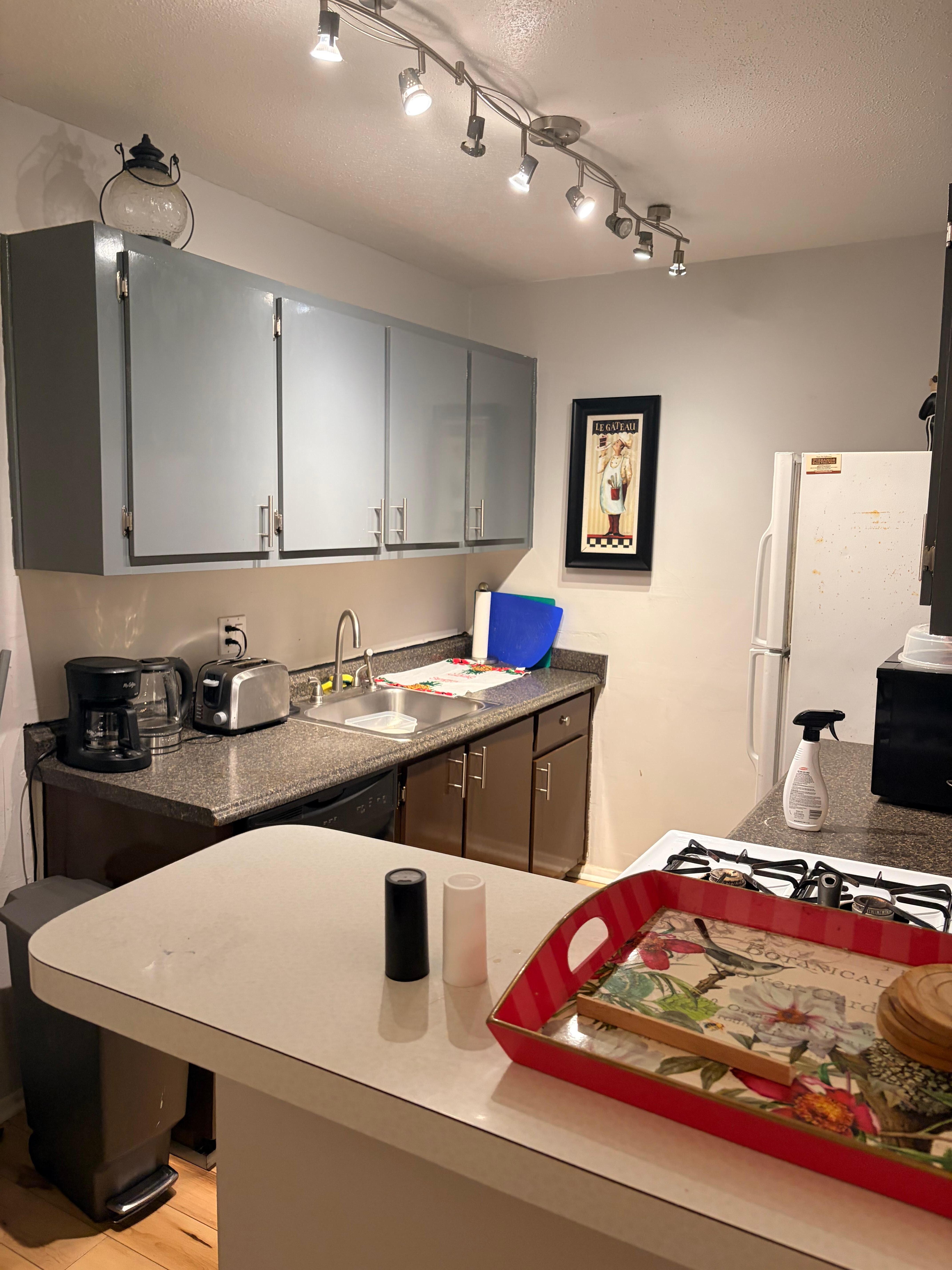 Roomy , well stocked kitchen. 